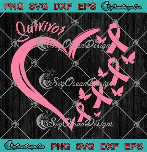 Breast Cancer Survivor Heart Butterfly Svg Pink Ribbon Breast Cancer