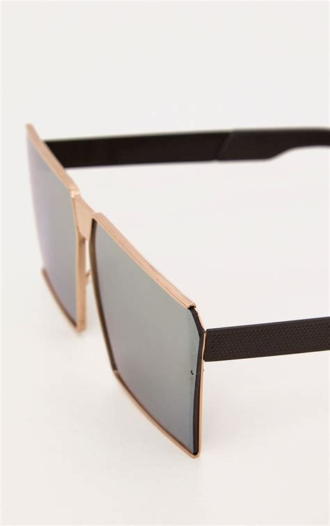Gold Oversized Square Frame Sunglasses Accessories Prettylittlething