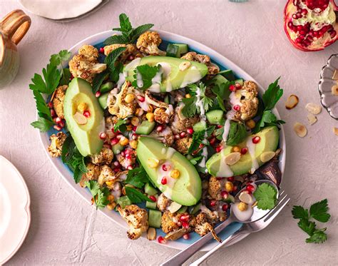 Roasted Cauliflower Salad With Tahini Dressing Vegan Recipe