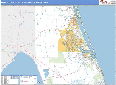 Port St Lucie Fl Metro Area Wall Map Basic Style By Marketmaps