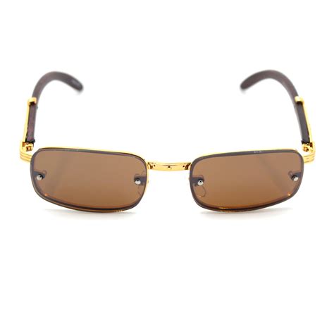 sa106 mens exposed lens narrow rectangular hustler og sunglasses gold solid brown walmart