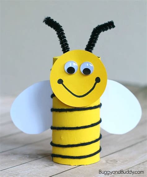 Cardboard Tube Bee Craft for Kids Using Yarn - Buggy and Buddy