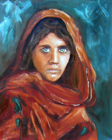 Painted Canvas First Portrait Famous Afghan Girl