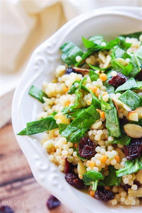 Looking for more salad recipes? Pearl Couscous with Cherries and Spinach - Home & Plate ...