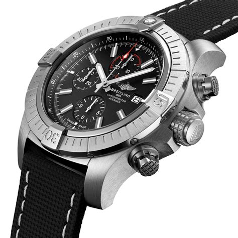 Breitling Super Avenger Chronograph 48 Stainless Steel Leather Strap Watch A13375101b1x2