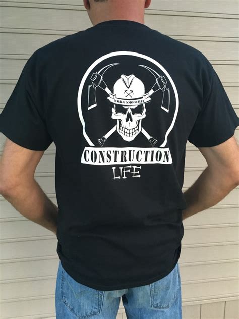 T Shirt Black Double Sided Logo Construction Life