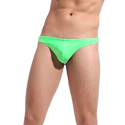 Men Swimwear Thongs Solid Color Breathable Swimming Bathing Briefs For