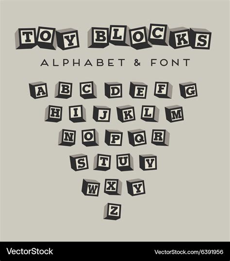 Alphabet Blocks Baby Blocks Font Royalty Free Vector Image