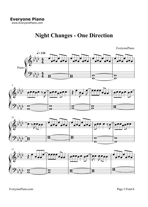 Night Changes 弹唱版 One Direction五线谱预览 Eop在线乐谱架