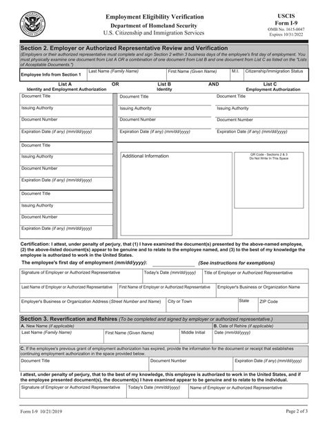 Sample I 9 Employment Eligibility Verification Form Completed Images