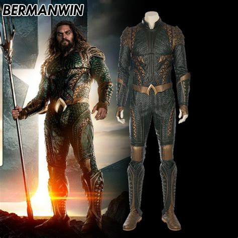 Bermanwin High Quality Justice League Aquaman Costume Adult Men