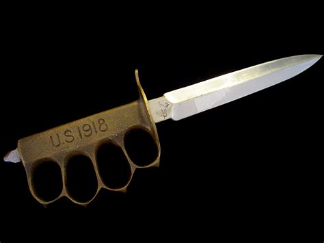 1918 Au Lion Knuckle Trench Knife Original For Sale All In One Photos
