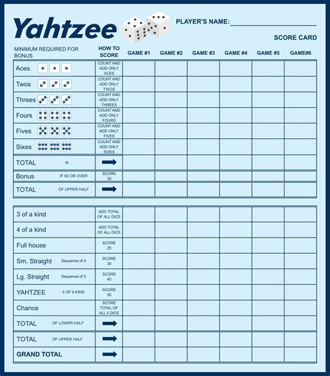 Yahtzee Score Sheets Free Printable