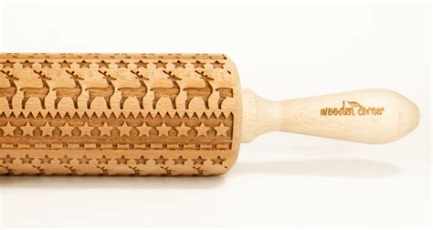 No R034 North Land Christmas Rolling Pin Engraved Rolling Pin