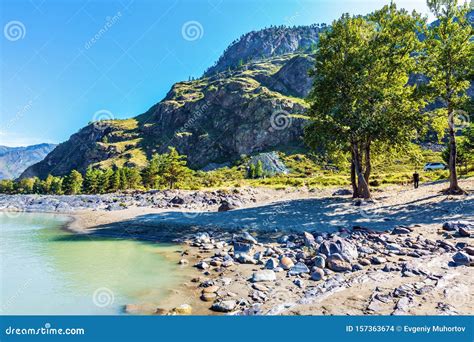 Landscape With Mountains And River Gorny Altai Siberia Russia Stock