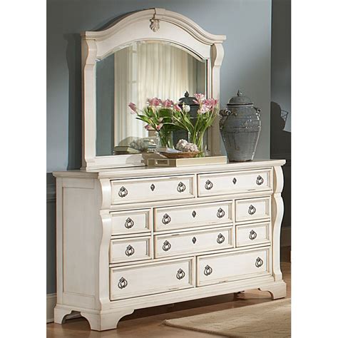 Heirloom Dresser And Mirror Set Antique White 10