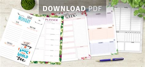 Week At A Glance Templates Download Pdf