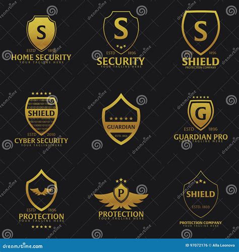 Set Of Shield Logo Protection Company Security Guardian Vector