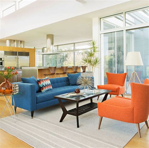 Cheerful Blue And Orange Living Room Will Be Favorite Space Living