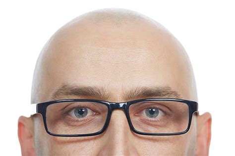 Completely Bald Glasses Shaved Head Men Stock Photos Pictures