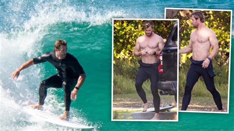 aussie hunk chris hemsworth shows off ripped figure and celebrates his 40th birthday surfing in