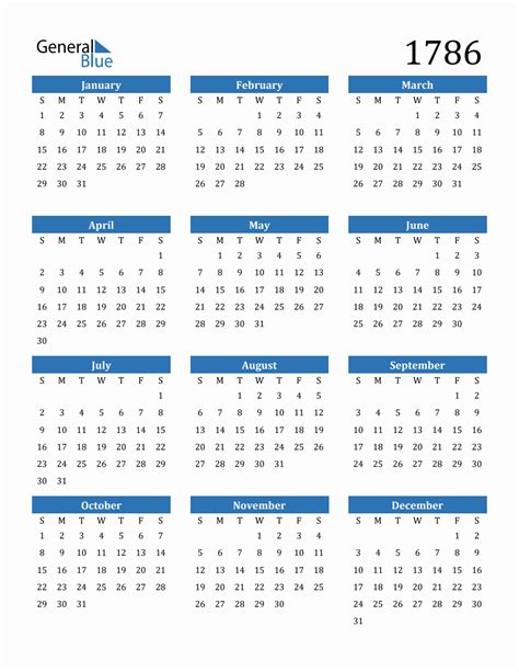 Free 1786 Calendars In Pdf Word Excel