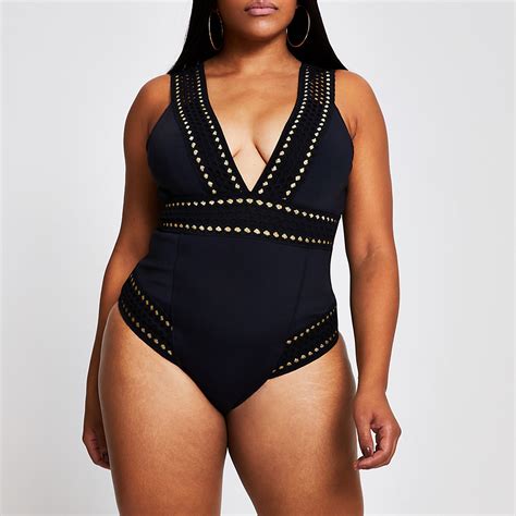 Shop for the latest fashion clothing and trends for women's, men's and kids' at river island. Plus black elastic plunge swimsuit | River Island