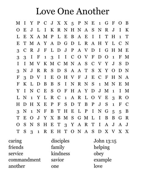 Love One Another Word Search Wordmint