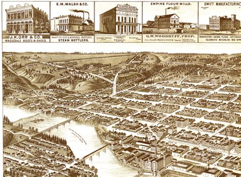 Columbus, Georgia in 1886 - Bird's Eye View, Aerial map, Panorama
