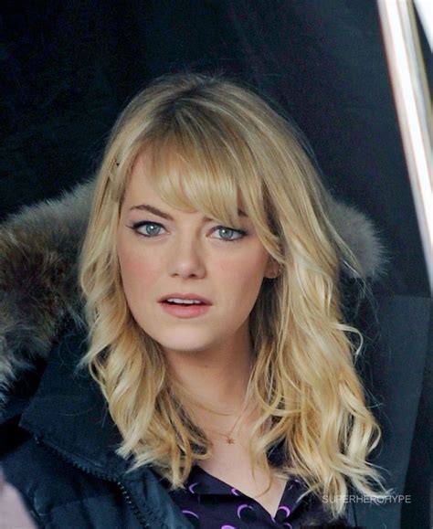 My natural hair is blonde, so it's kind of nice. THE AMAZING SPIDER-MAN 2 On Set - Emma Stone as Gwen Stacy ...