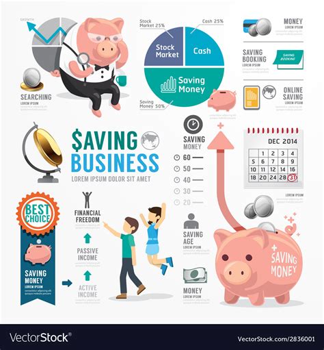 Money Saving Business Template Design Infographic Vector Image
