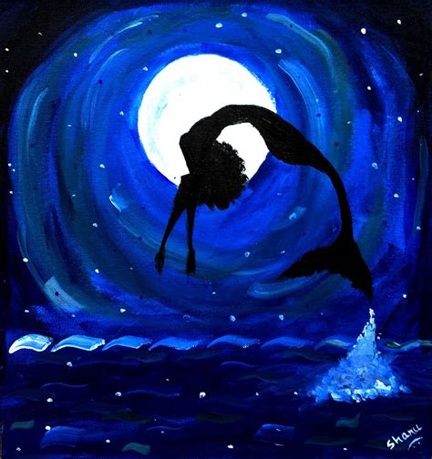 Buy Mermaid In The Moonlight Handmade Painting By Shanu Jain Codeart