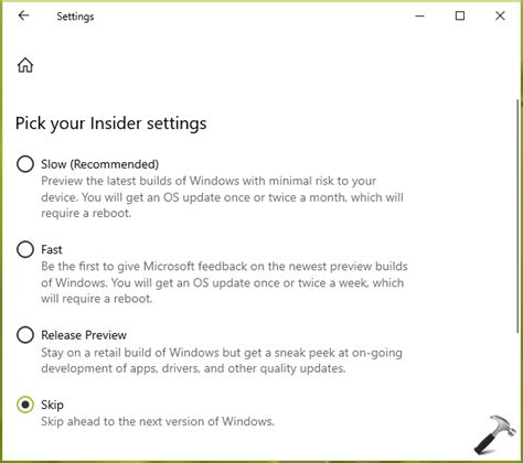How To Change Insider Preview Ring Level In Windows 10