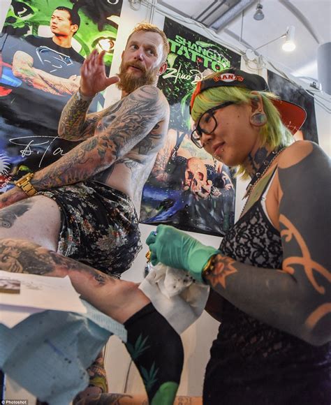 Tattoo Enthusiasts Gathered In China To Showcase Body Art At An Annual Festival Daily Mail Online