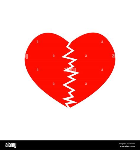 Red Cracked Heart Icon Symbol Of Heartbreak Infarct Heart Disease