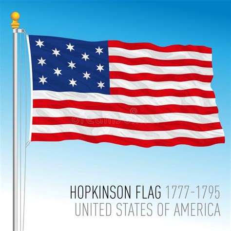 Hopkinson Historical Flag 1777 1795 United States Of America Stock