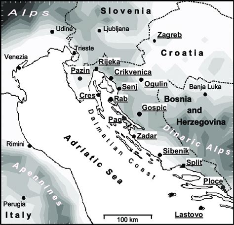 Detailed Map Of Area C Showing The Northern Part Of The Adriatic Sea