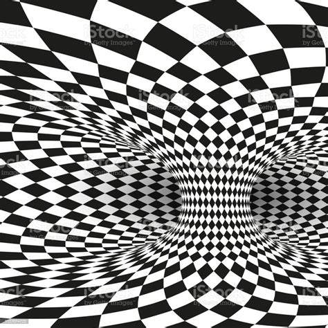Geometric Square Black And White Optical Illusion Abstract Wormhole