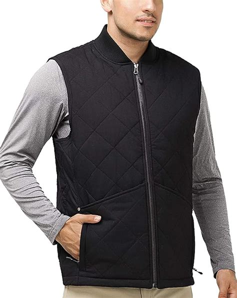 Mier Men S Diamond Quilted Vest Lightweight Padding Insulated Vest With 9 Pockets Black Amazon