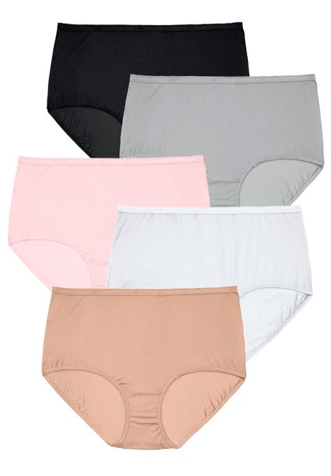 comfort choice women s plus size 5 pack pure cotton full cut brief underwear