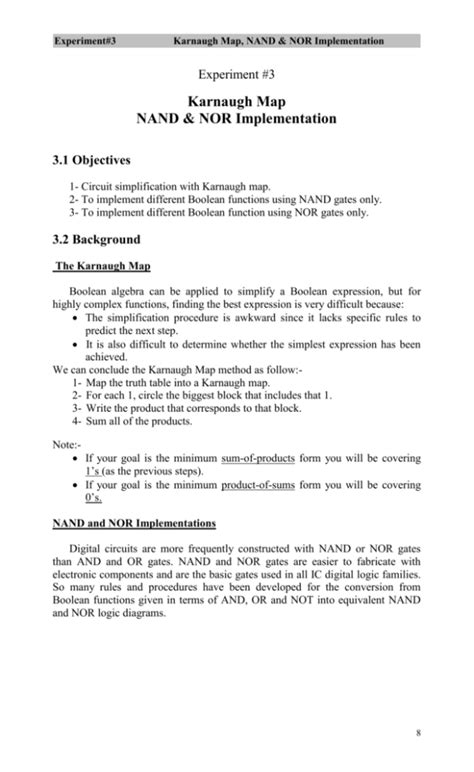 Experiment3 Karnaugh Map Nand And Nor Implementation