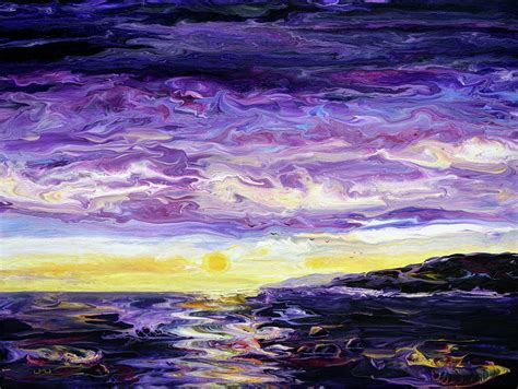 Purple Sunset Over The Sea Painting By Laura Iverson Fine Art America