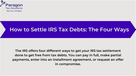 Ppt Settle The Irs Tax Debts The Four Different Ways Powerpoint