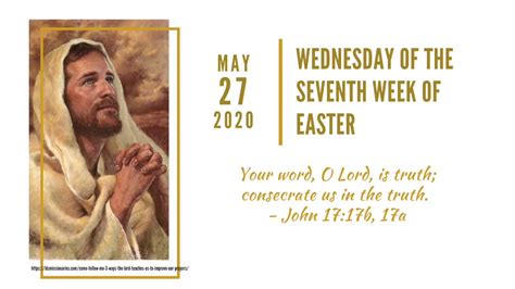 Wednesday Of The Seventh Week Of Easter Readings 05272020 Youtube