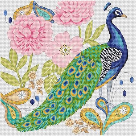 Peacock Cross Stitch Pattern Instant PDF Download Peacock Etsy