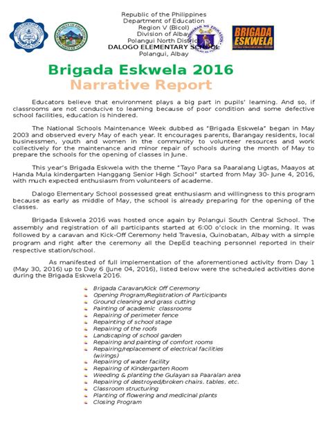 Brigada Eskwela Narrative Schools Teaching And Learning
