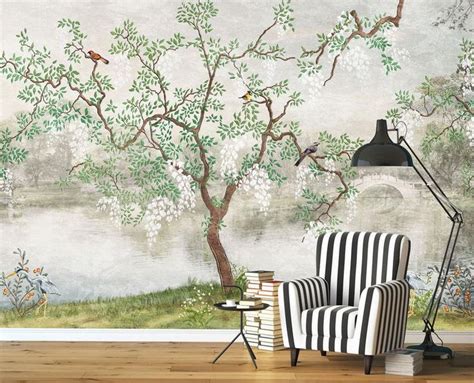 Chinoiserie Chic Wall Mural Chinese Wallpaper Etsy Asian Wall Decor