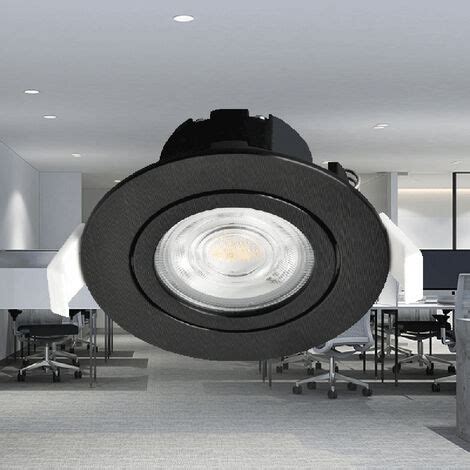 Lot De Spots Led Encastrables En Rond Noir W Ip