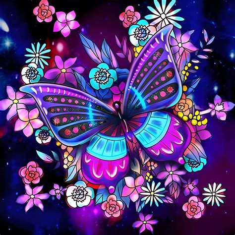 Airdea 5d Butterfly Diamond Painting Kits For Adults Kids Diy Flowers