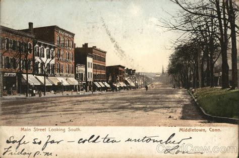 Main Street Looking South Middletown Ct Postcard